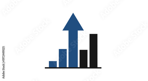 Abstract illustration of a business graph with an upward arrow showing growth and success