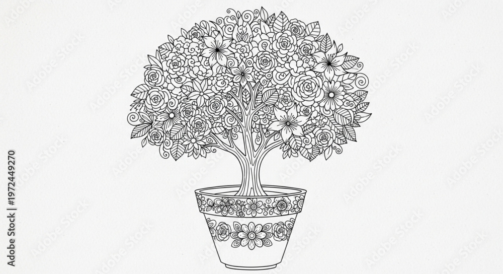 Fototapeta premium Tree in a basket illustration.