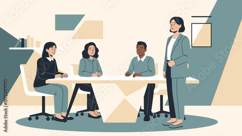 Diverse team in a modern meeting room, business collaboration and discussion