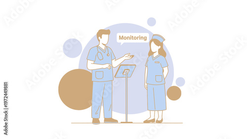 Nurses Discussing Patient Monitoring at Digital Display