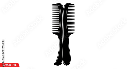 Retro Hair Comb Silhouette, Vintage Barber Tool, Styling Accessory