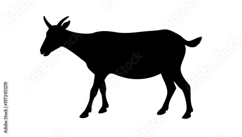 Goat Silhouette Vector Standing Mountain Goat Icon Isolated on White