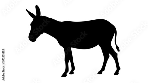 Donkey Silhouette Vector Standing Mule Livestock Icon Isolated on White