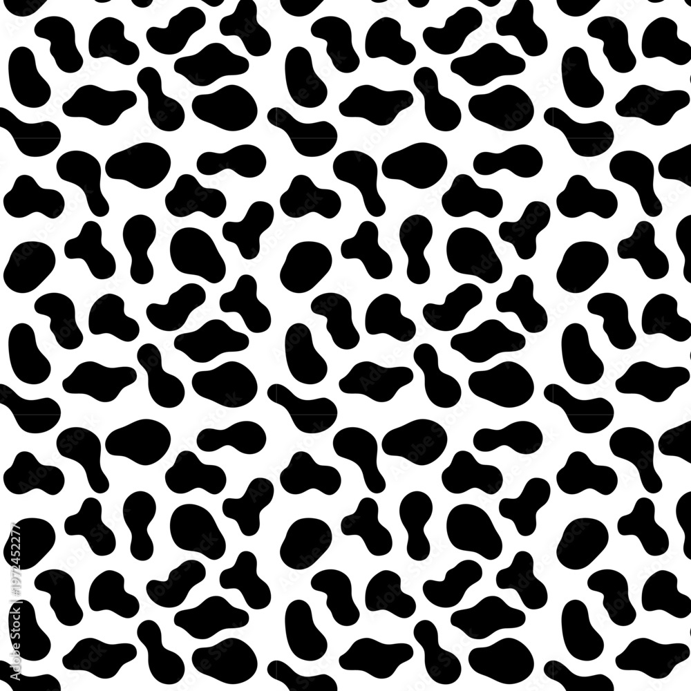 Obraz premium Seamless black and white cow spots pattern.