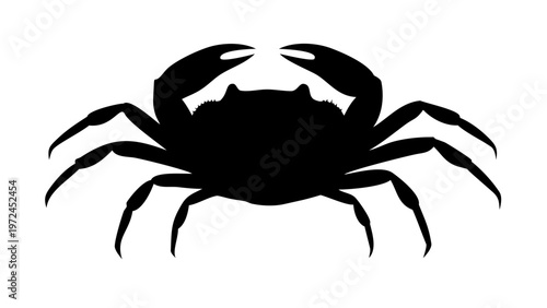 Crab Silhouette Vector Icon Marine Crustacean Isolated on White Background