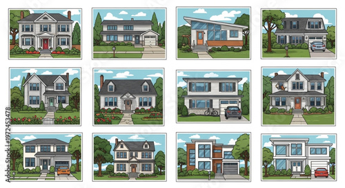 Variety of Suburban House Styles.