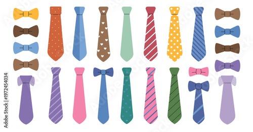 Collection of Ties and Bow Ties vector illustration