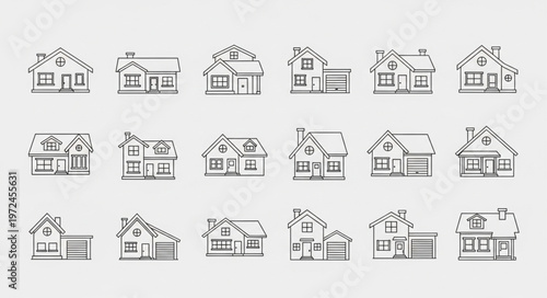 Various House Architectural Line Drawings.