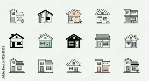 Various House Architectural Line Icons.