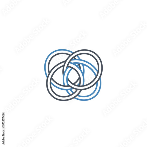A complex knot of interconnected loops.