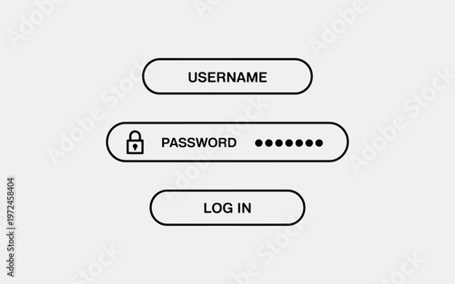 Simple login form with username password and log in buttons