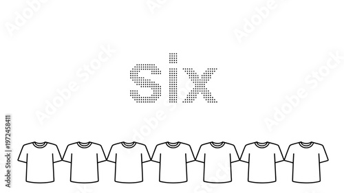 Six tshirts in a row with dotted text above them holding hands