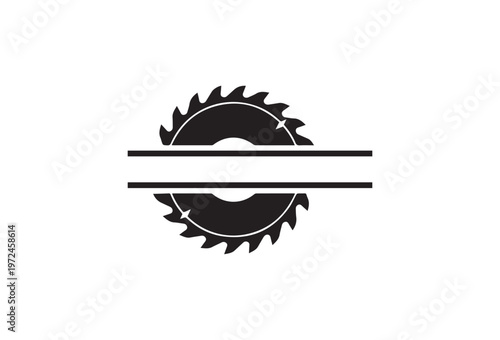 Saw Blade Icon, Circular Saw Symbol, Black Vector Graphic, Cutting Tool Sign