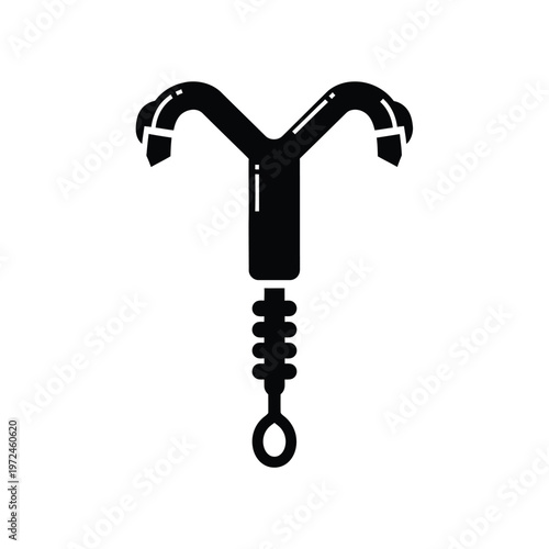 A stark black silhouette depicts a hormonal iud for contraception showcasing its distinct shape and design features