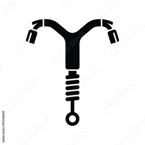 A stark black silhouette depicts a female reproductive system focusing on the uterus and cervix high quality