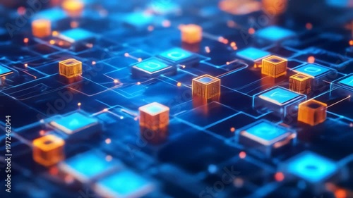 Abstract digital circuit board technology design with glowing lines
