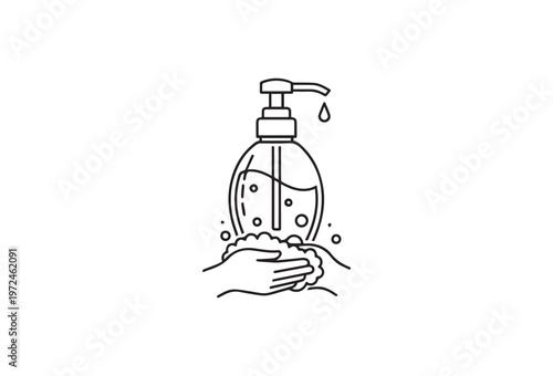 Hand hygiene, soap dispenser, handwashing icon, vector illustration