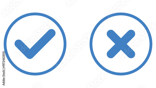 Check mark icon. approved and reject icon. blue check mark icon. vector illustration.
