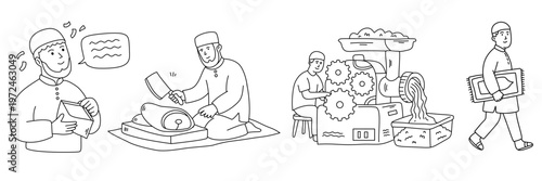 process of meat preparation using grinder and distribution for the needy people