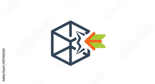 A cube with a rocket bursting through.