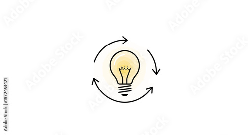 A light bulb with circular arrows.