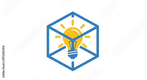 A blue and yellow lightbulb icon.