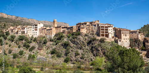 Vilella Baixa is a medieval village with hanging houses in the Priorat region, Tarragona province, Catalonia, Spain