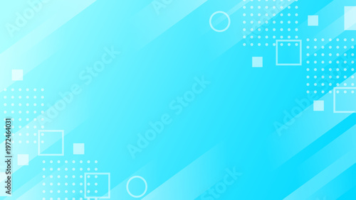 爽やかな水色グラデーションのテクノロジー背景 斜めラインと図形配置のメンフィス風フレーム素材 ビジネス資料やバナーに最適