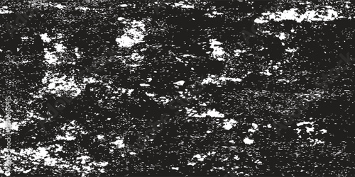 An elegant black and white vector background featuring a heavy distressed texture with artistic white splatters and rough grainy effects for premium vintage or industrial urban designs.