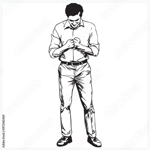 vector illustration of a man clenching his fist