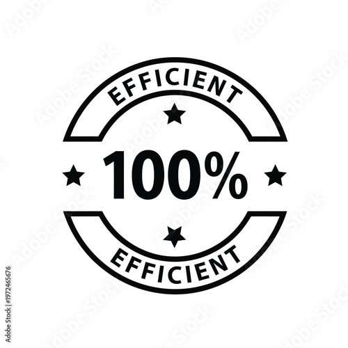 A circular badge displays the words efficient and 100 efficient with surrounding star graphics high quality professional