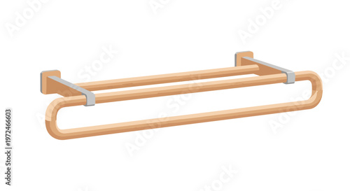 Modern Wooden Double Towel Rail Rack for Bathroom Interior