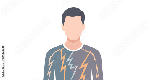 Man with cracked body illustration representing mental burnout, stress and emotional exhaustion concept
