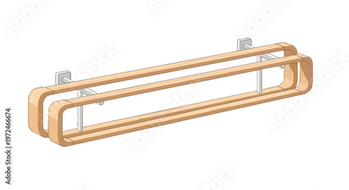 Modern Wooden Double Towel Rail Rack for Bathroom Wall
