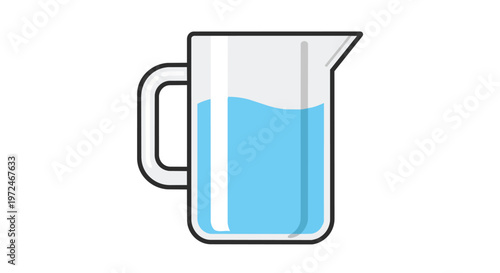 Vector illustration of a glass pitcher filled with fresh blue water