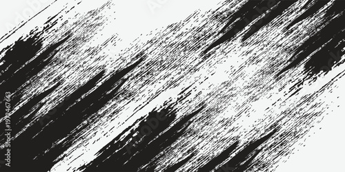 An elegant black and white vector background featuring dynamic diagonal brush strokes with distressed grunge textures and artistic paint effects for premium urban or industrial graphic designs.