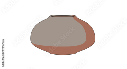 Minimalist Ceramic Vase Illustration on White Background