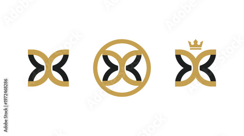 Elegant Butterfly Logo Designs with Crown and Circle Variations
