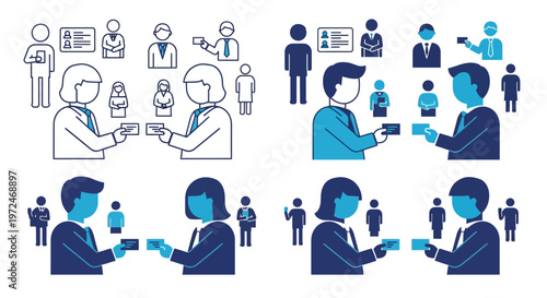 Business people shaking hands digitally.