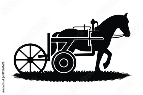 Horse-drawn cart silhouette