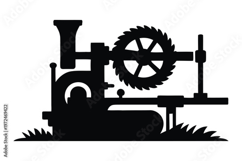 Industrial sawmill machine silhouette