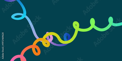 Colorful abstract light trails against a dark teal background