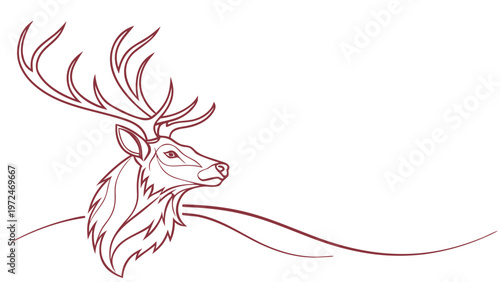 Elegant stag head with majestic antlers, a symbol of nature and wilderness