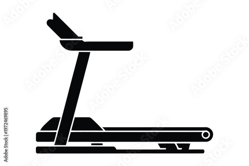 Fitness exercise treadmill machine silhouette for home gym and running workout