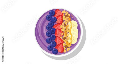 Acai Smoothie Bowl with Fresh Berries, Banana, and Granola