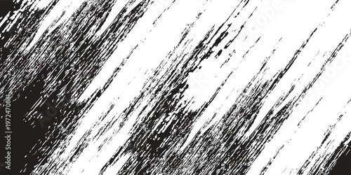 An elegant black and white vector background featuring artistic diagonal brush strokes with distressed grunge textures and minimal paint effects for premium urban or industrial graphic designs.