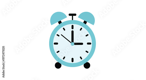 Minimalist Blue Alarm Clock Icon Isolated on White Background