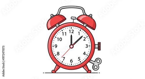 Red Vintage Alarm Clock Illustration
