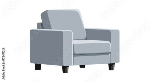 Minimalist modern gray armchair isolated on white background