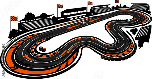 Bold Racing Track Curve Silhouette Vector